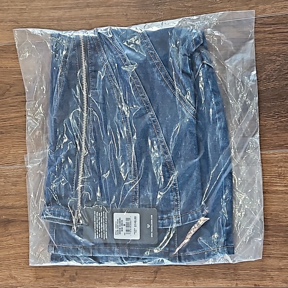 TRUE RELIGION DENIM ZIP MINI BODYCON DRESS SIZE M COLOR DARK WASH - Picture 11 of 14